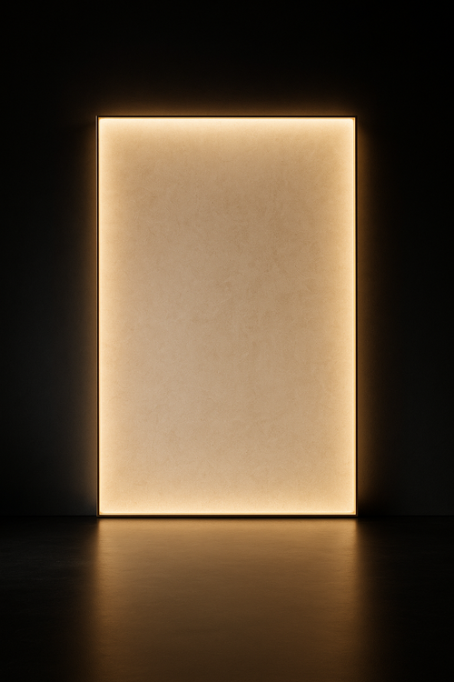 Aether — Backlit Feature Wall Panel in a dark luxury setting