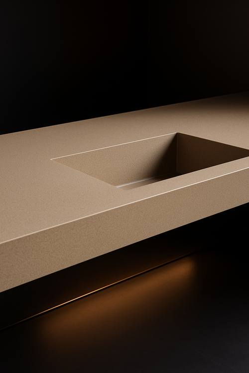 Aether — Kitchen Countertop in a dark luxury setting