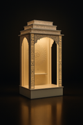 Architectural Corian Sanctuary with Sculpted Arc in a dark luxury setting