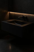 Aria — Single-Basin Floating Vanity in a dark luxury setting