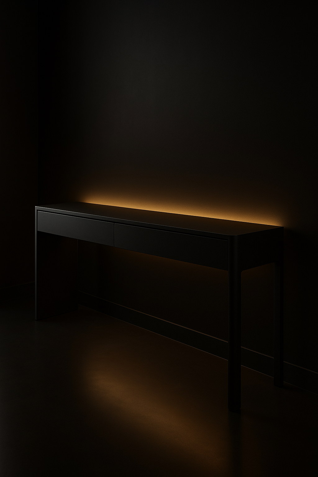 Aria — Slim Hallway Console in a dark luxury setting
