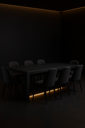 Aria — Rectangular Corian Dining Table in a dark luxury setting
