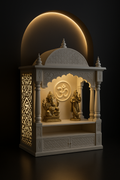 Artisanal Compact Corian Altar with Sculpted Features in a dark luxury setting
