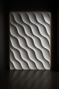 Atlas — Parametric Wave Wall Panel in a dark luxury setting
