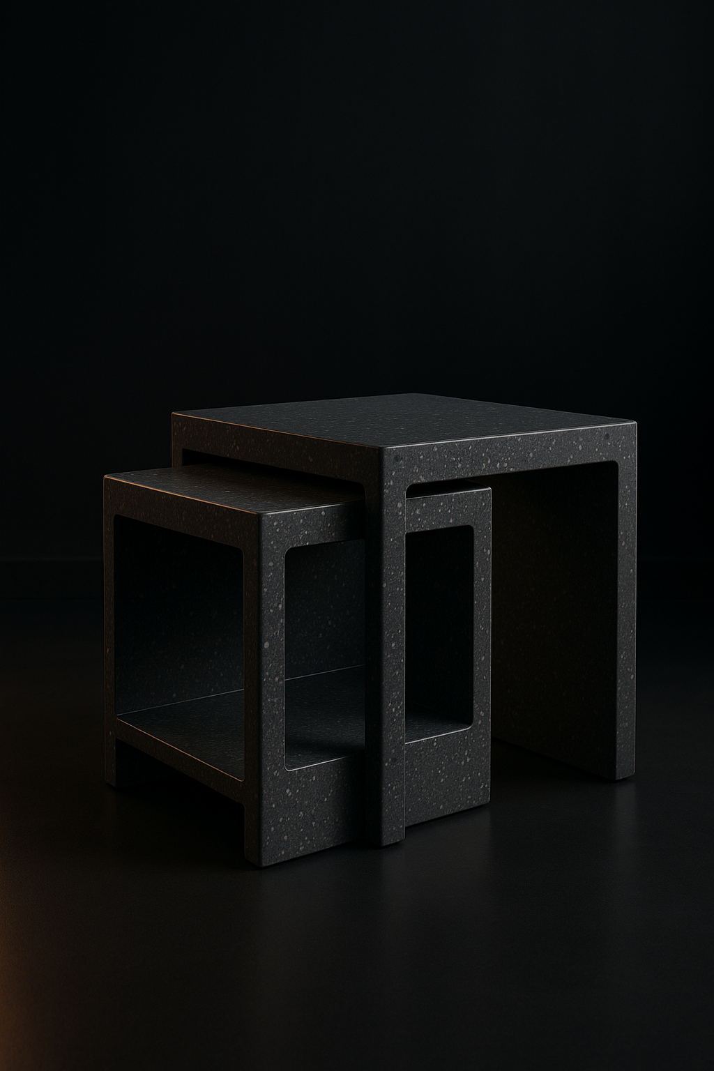 Atlas — Nest Of Side Tables in a dark luxury setting