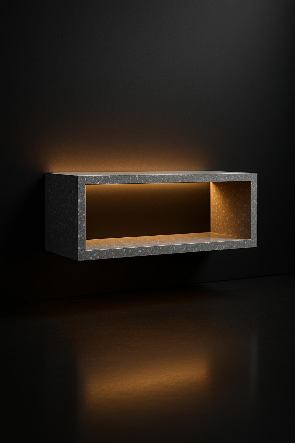 Atlas — Floating Wall Shelf in a dark luxury setting