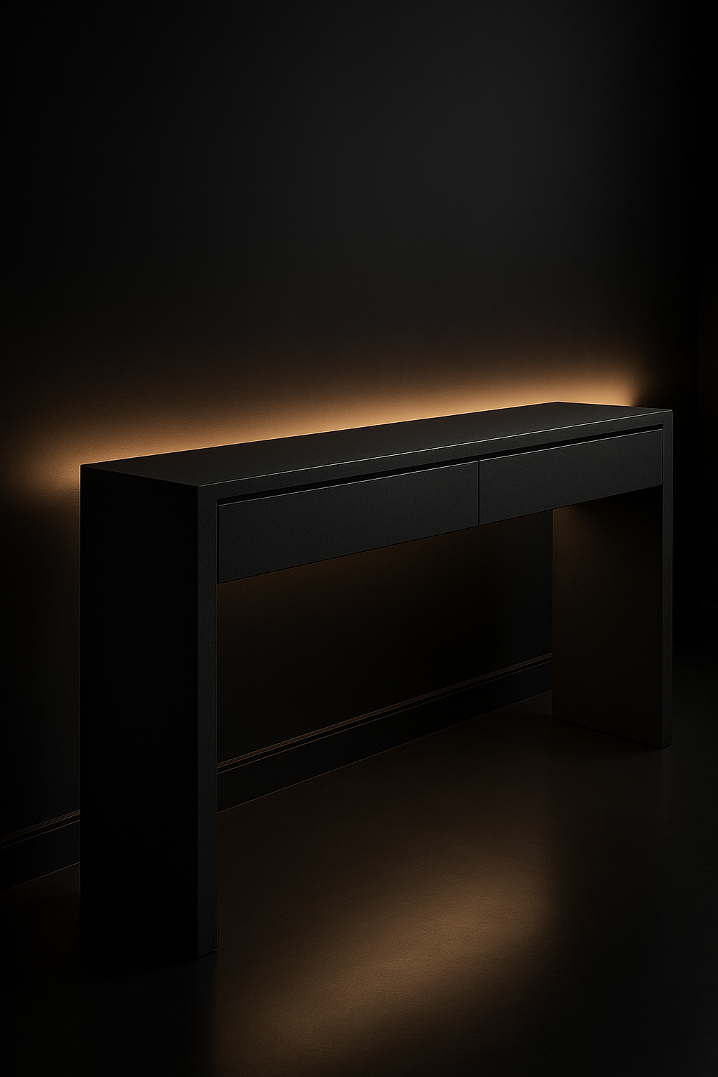 Aurora — Slim Hallway Console in a dark luxury setting