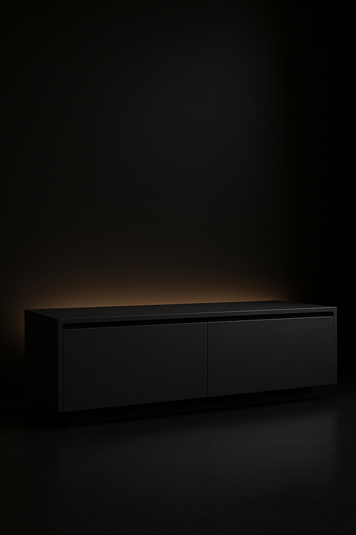 Aurora — TV Media Unit in a dark luxury setting