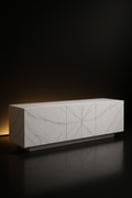 Basalt — Console-Media Unit in a dark luxury setting