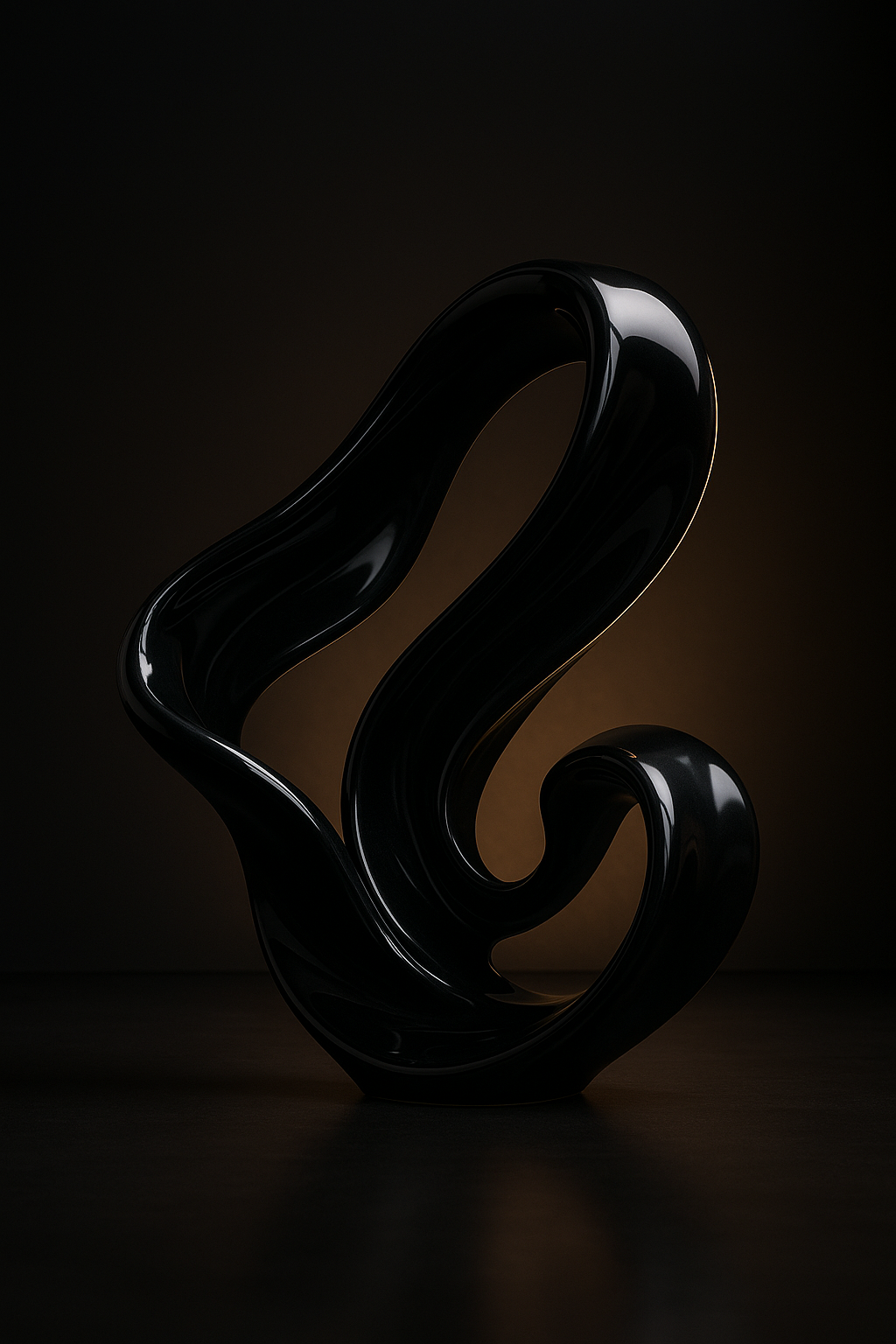 Calibre — Flowing Abstract Sculpture in a dark luxury setting