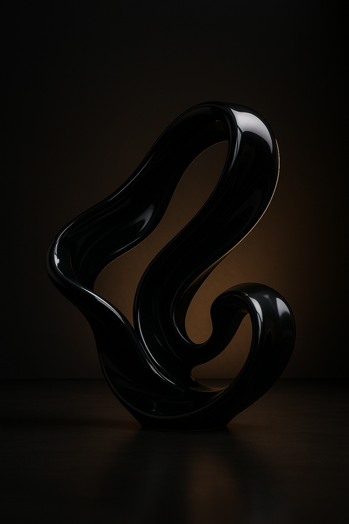 Calibre — Flowing Abstract Sculpture in a dark luxury setting