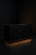 Calibre — Reception Desk Top in a dark luxury setting