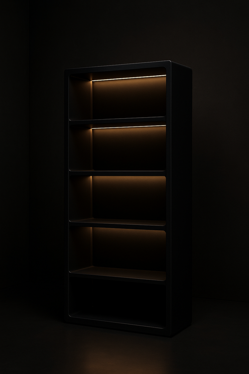Calibre — Display Shelving Unit in a dark luxury setting