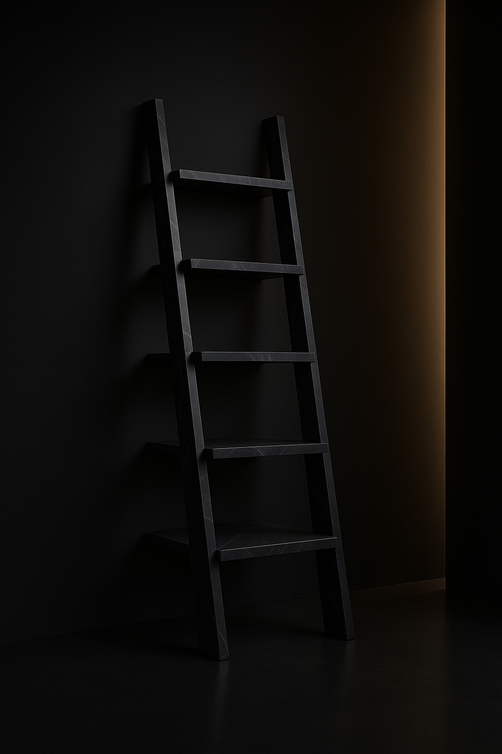 Calibre — Ladder Bookshelf in a dark luxury setting