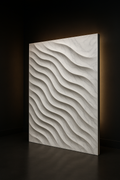 Cascade — Parametric Wave Wall Panel in a dark luxury setting