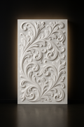 Cascade — Carved Wall Relief Panel in a dark luxury setting