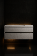 Cove — Wall-Hung Vanity in a dark luxury setting