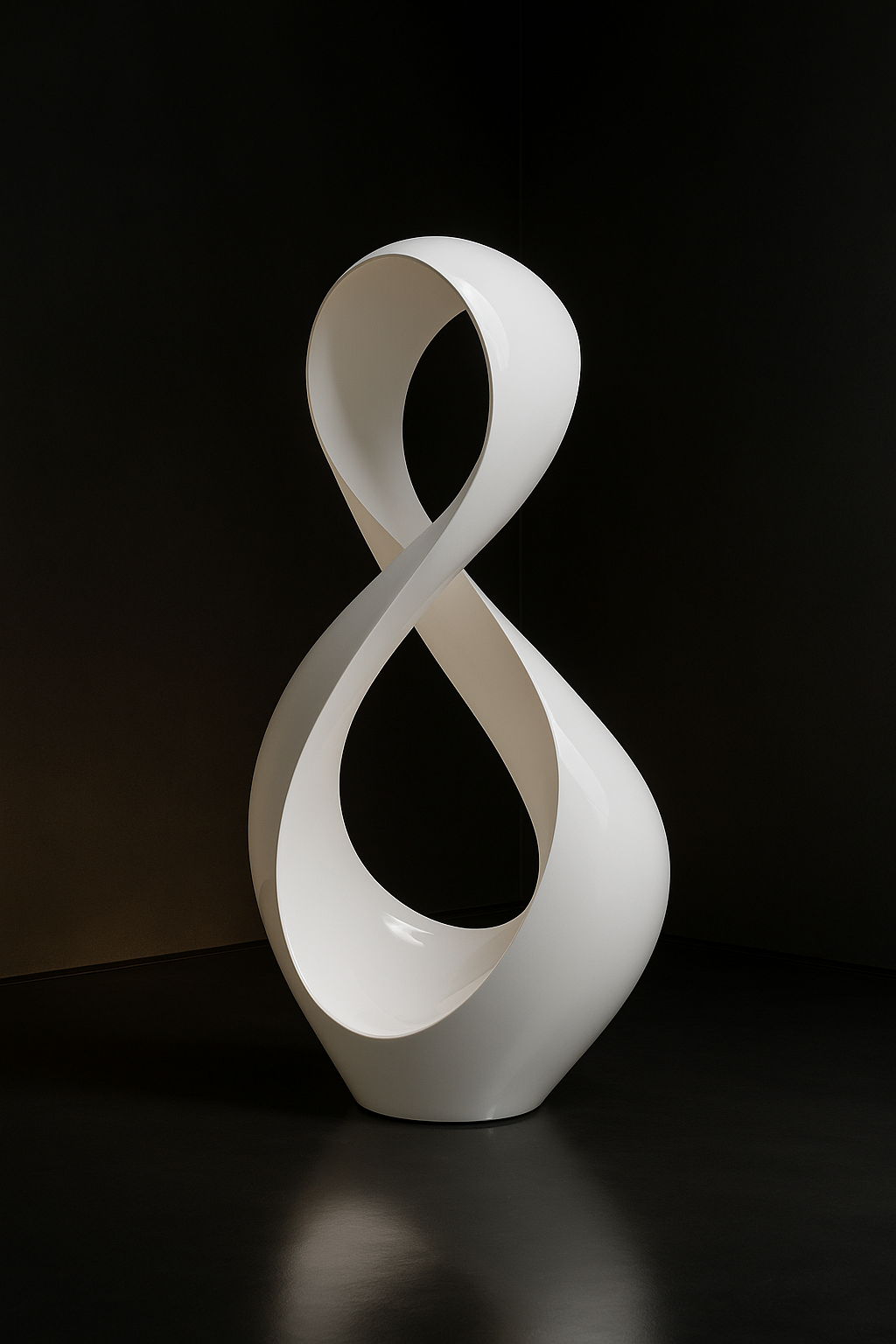 Crescent — Sculptural Floor Art Piece in a dark luxury setting