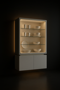 Crescent — Wall And Base Crockery Unit in a dark luxury setting
