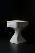 Crescent — Sculptural Side Table in a dark luxury setting
