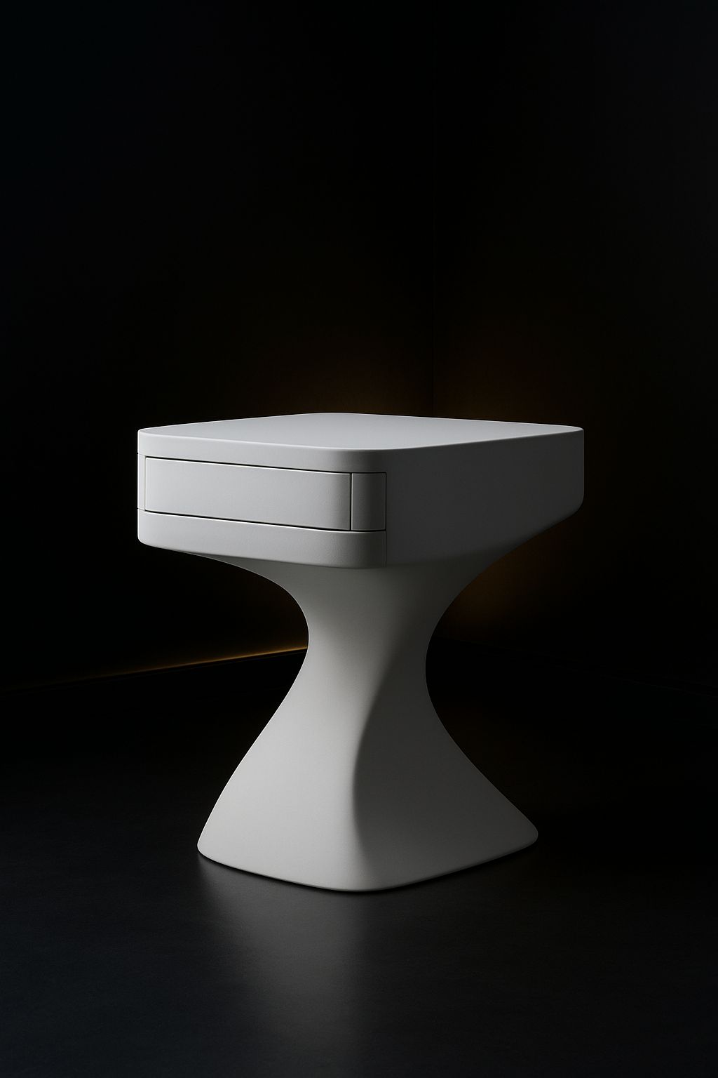 Crescent — Sculptural Side Table in a dark luxury setting