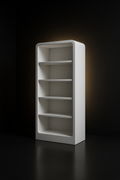Crescent — Freestanding Bookcase in a dark luxury setting