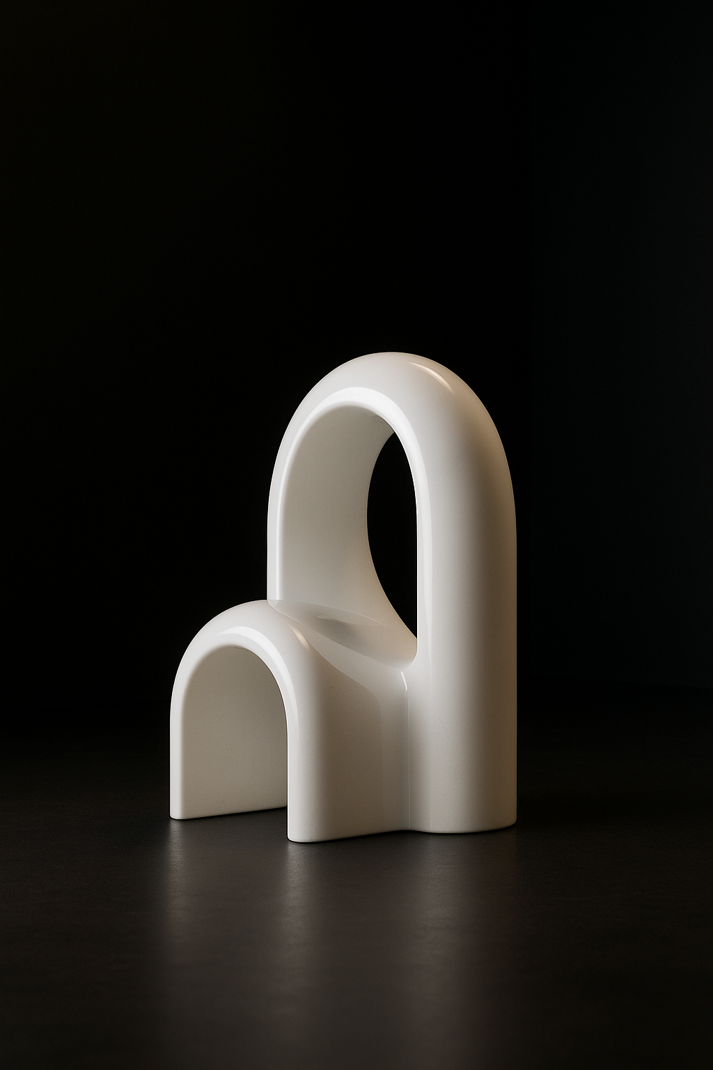 Cumulus — Minimalist Sculptural Object in a dark luxury setting