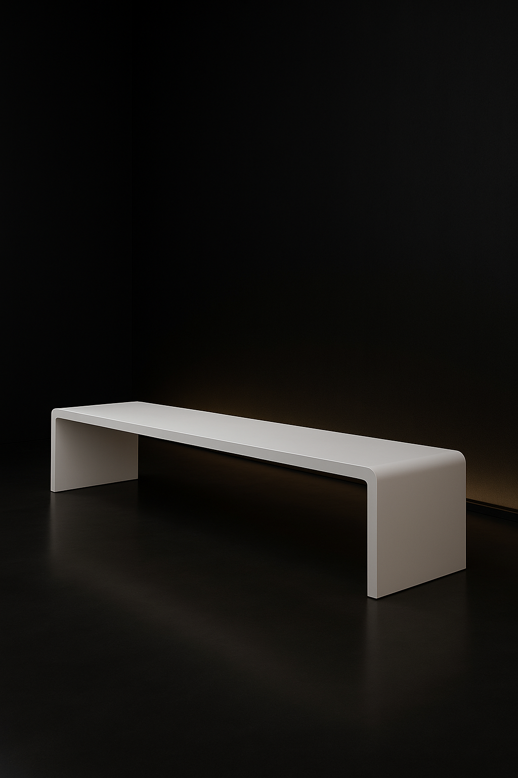 Cumulus — Low Media Bench in a dark luxury setting