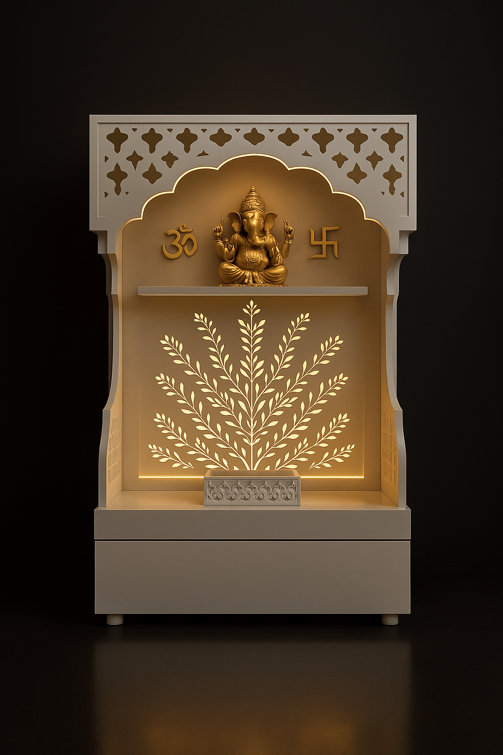 Custom Acrylic Pooja Unit: A Bespoke Shrine Experience in a dark luxury setting