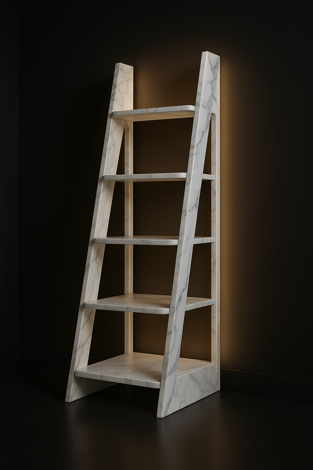 Dune — Ladder Bookshelf in a dark luxury setting