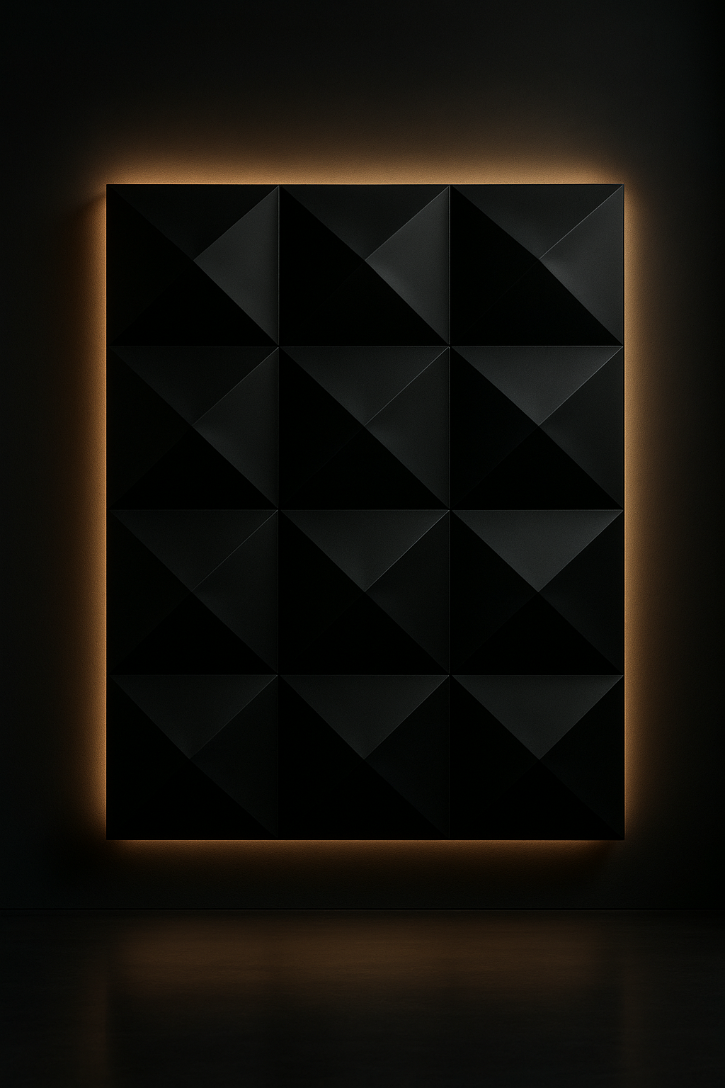 Eclipse — Geometric Relief Wall Panel in a dark luxury setting