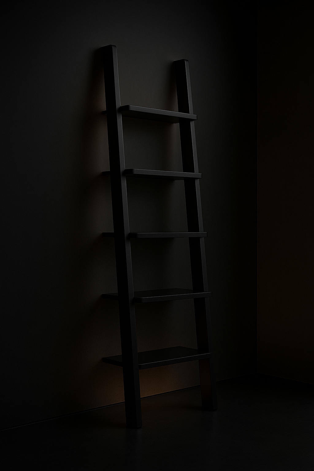 Eclipse — Ladder Bookshelf in a dark luxury setting