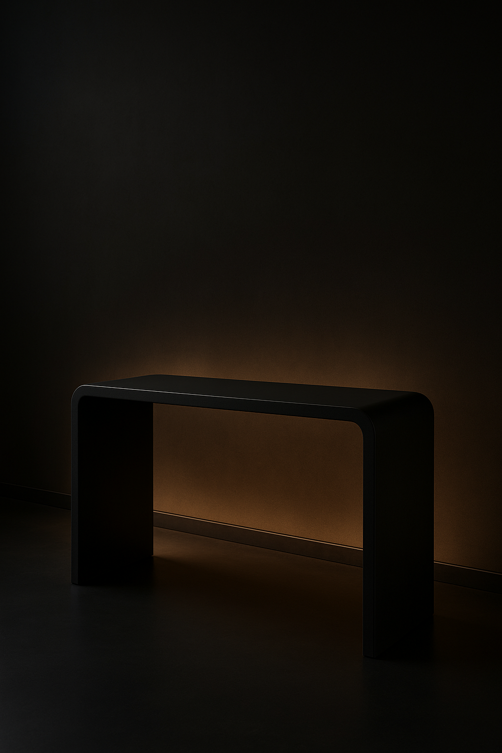 Eclipse — Waterfall Entryway Console in a dark luxury setting
