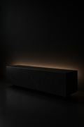 Eclipse — Console-Media Unit in a dark luxury setting
