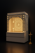 Elegant Compact Corian Altar with Concealed Storage in a dark luxury setting