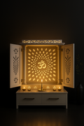 Elegant Corian Altar: A Contemporary Pooja Solution in a dark luxury setting