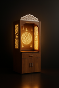 Elegant Corian Altar with Optional Storage in a dark luxury setting