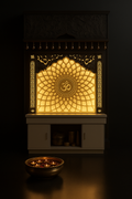 Elegant Corian Altar with Sculpted Arc Design in a dark luxury setting