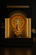 Elegant Corian Pooja Altar for Contemporary Homes in a dark luxury setting