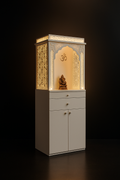Elegant Dual-Tone Corian Altar for Contemporary Homes in a dark luxury setting