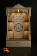 Elegant Open Altar with Floating Shelves in a dark luxury setting