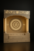 Elegant Warm-Cream Corian Home Shrine in a dark luxury setting