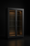 Equinox — Dining Display Cabinet in a dark luxury setting