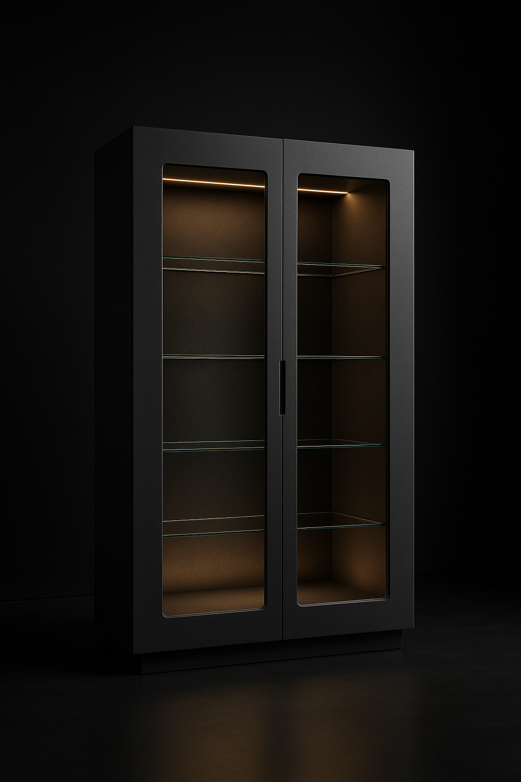 Equinox — Dining Display Cabinet in a dark luxury setting