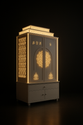Exquisite Corian Sanctuary with Illuminated Jali Pillars in a dark luxury setting