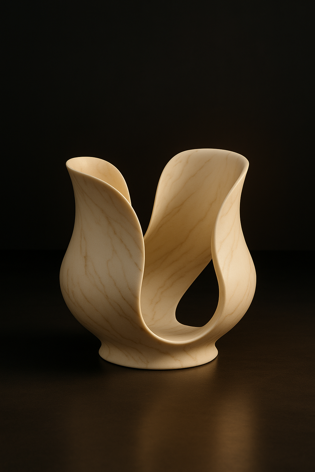Glacier — Sculptural Table Centrepiece in a dark luxury setting