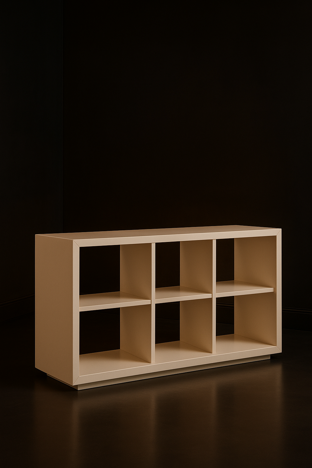 Glacier — Console Bookshelf in a dark luxury setting
