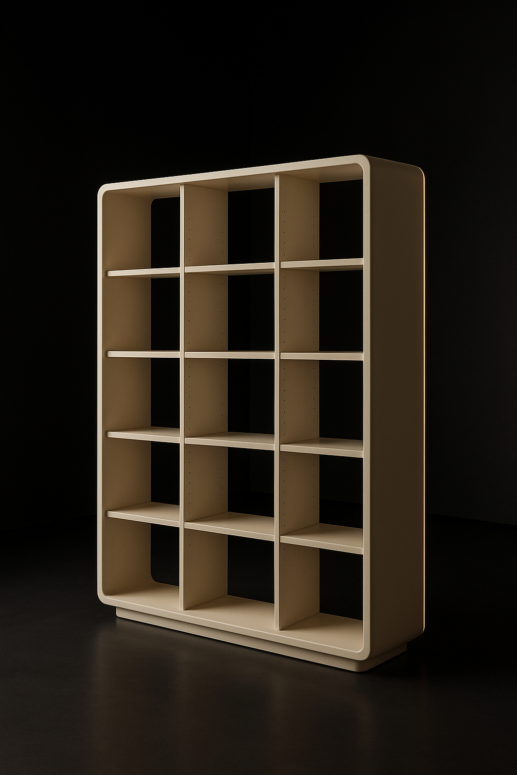 Halo — Room-Divider Bookshelf in a dark luxury setting