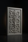 Helios — Carved Wall Relief Panel in a dark luxury setting