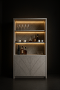 Helios — Bar & Crockery Unit in a dark luxury setting